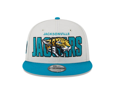 Jacksonville Jaguars New Era 2023 NFL Draft 9FIFTY Snapback Adjustable Hat - Stone/Teal - Pro League Sports Collectibles Inc.