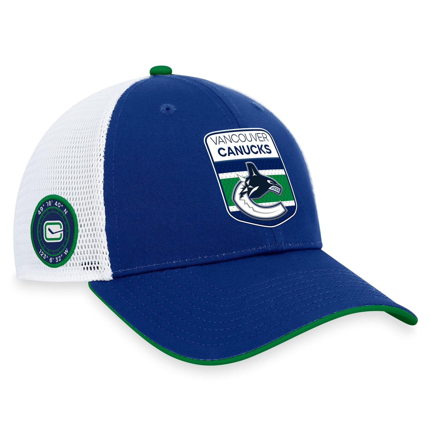 Vancouver Canucks Fanatics Branded Blue 2023 NHL Draft On Stage Trucker Adjustable Hat - Pro League Sports Collectibles Inc.