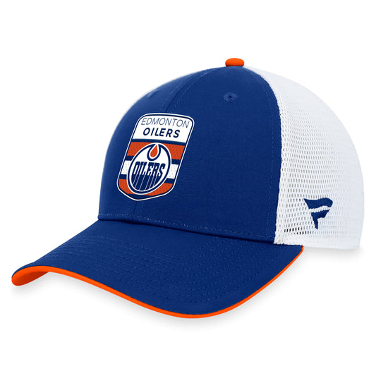 Edmonton Oilers Fanatics Branded Blue 2023 NHL Draft On Stage Trucker Adjustable Hat - Pro League Sports Collectibles Inc.