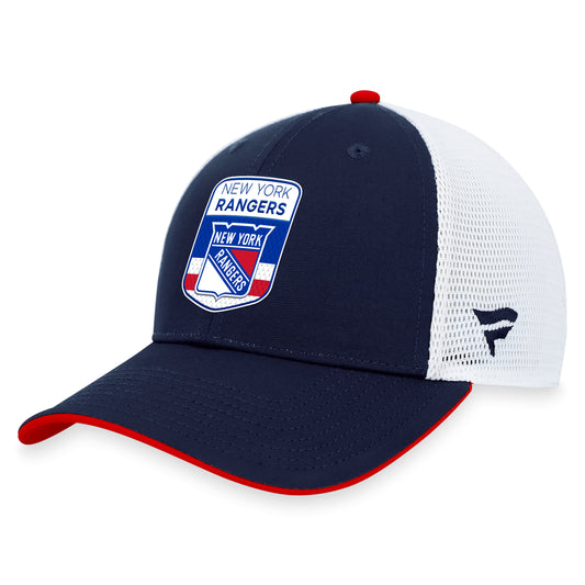 New York Rangers Fanatics Branded Blue 2023 NHL Draft On Stage Trucker Adjustable Hat - Pro League Sports Collectibles Inc.