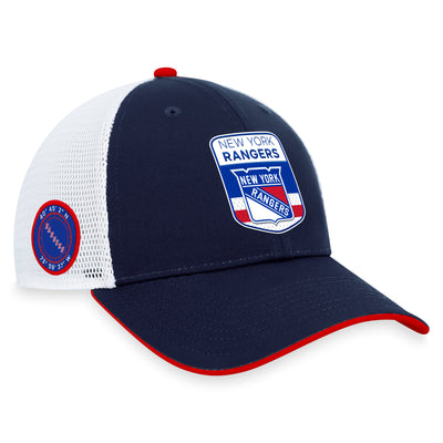 New York Rangers Fanatics Branded Blue 2023 NHL Draft On Stage Trucker Adjustable Hat - Pro League Sports Collectibles Inc.