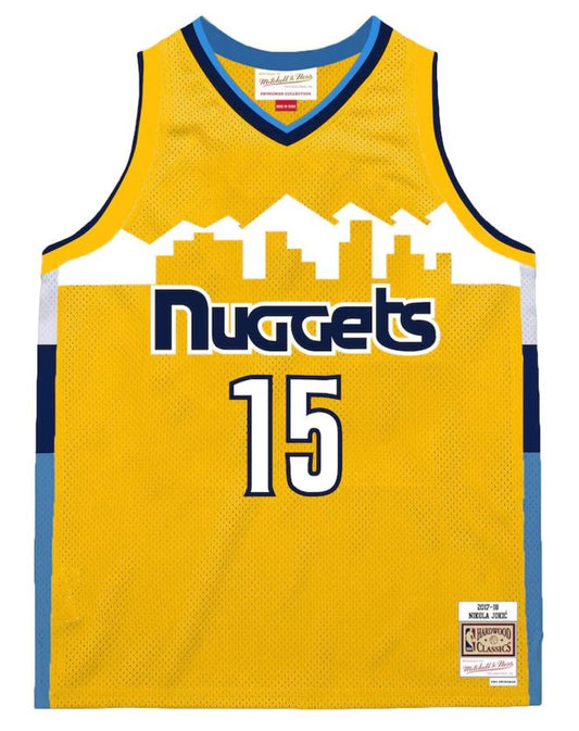 Nikola Jokic #15 Denver Nuggets Mitchell & Ness 2017-18 Hardwood Classic Swingman Jersey - Yellow