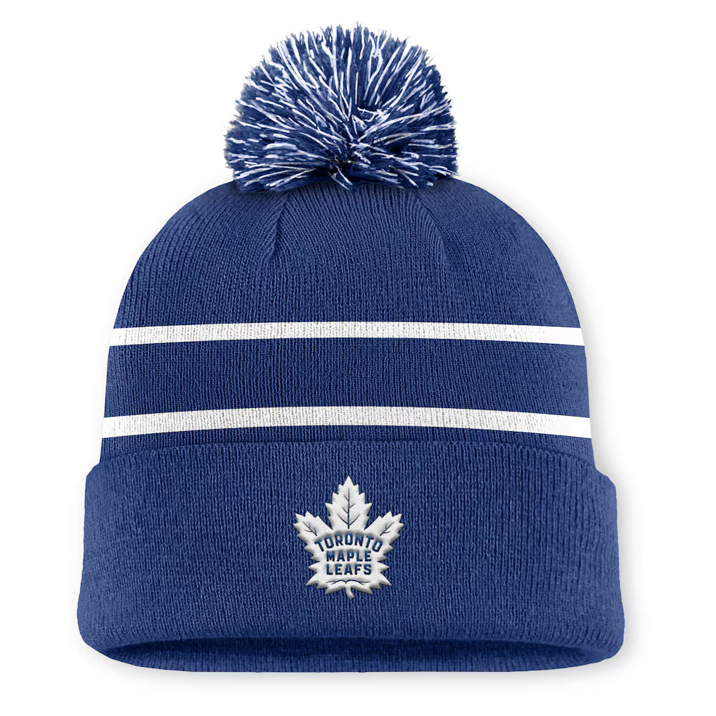 Toronto Maple Leafs Fanatics Blue Authentic Pro-Rink Cuffed Knit Toque with Pom