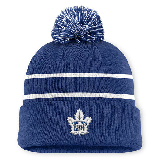 Toronto Maple Leafs Fanatics Blue Authentic Pro-Rink Cuffed Knit Toque with Pom