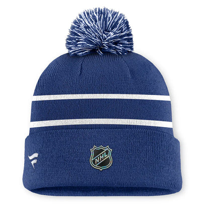 Toronto Maple Leafs Fanatics Blue Authentic Pro-Rink Cuffed Knit Toque with Pom