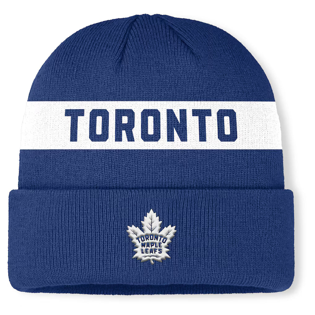 Toronto Maple Leafs Fanatics Blue Authentic Pro-Rink Cuffed Knit Toque