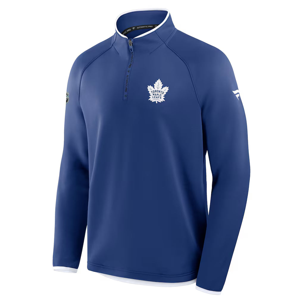 Toronto Maple Leafs Fanatics Authentic Pro-Rink Raglan 1/4 Zip Long Sleeve Shirt