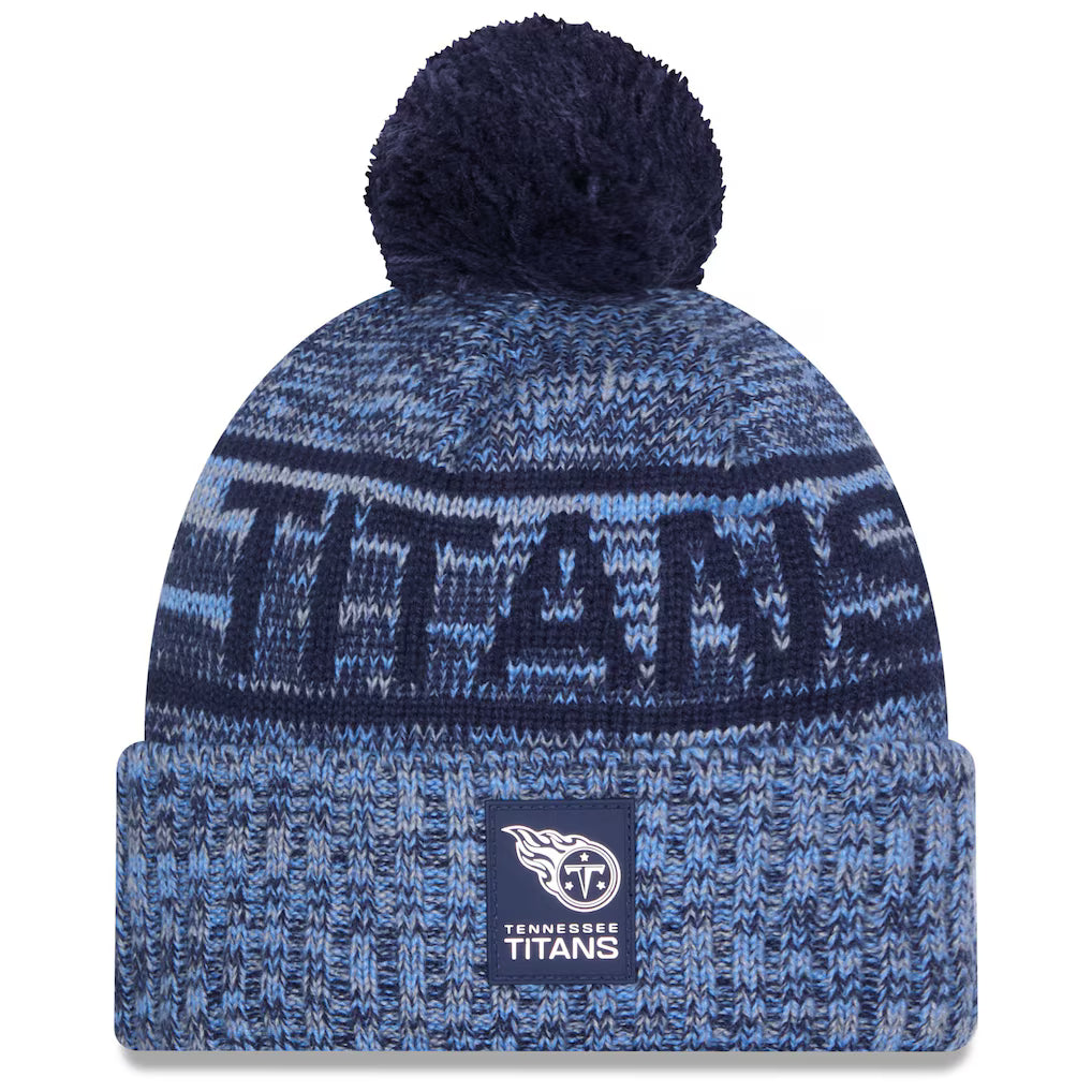 Tennessee Titans New Era 2025 Sideline Cold Weather Cuffed Knit Hat with Pom