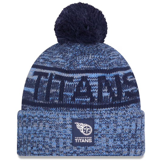 Tennessee Titans New Era 2025 Sideline Cold Weather Cuffed Knit Hat with Pom
