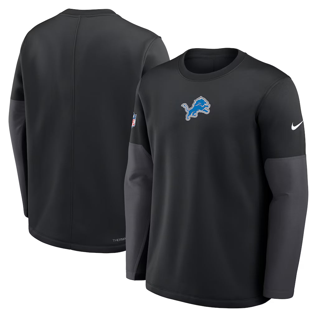 Detroit Lions Nike Sideline Coach Therma-Fit Long Sleeve Sweater - Black