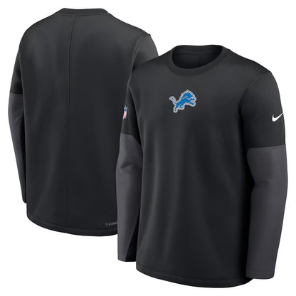 Detroit Lions Nike Sideline Coach Therma-Fit Long Sleeve Sweater - Black
