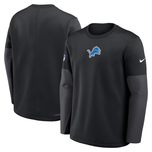 Detroit Lions Nike Sideline Coach Therma-Fit Long Sleeve Sweater - Black