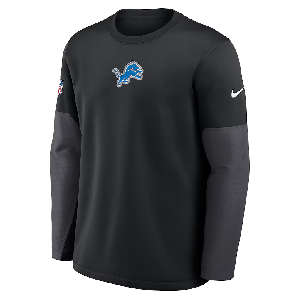 Detroit Lions Nike Sideline Coach Therma-Fit Long Sleeve Sweater - Black