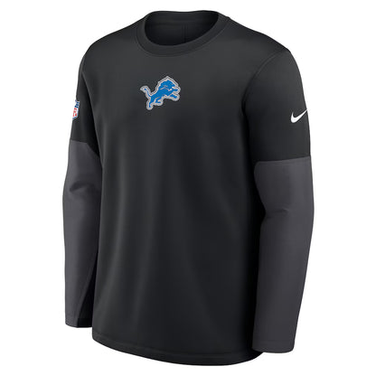 Detroit Lions Nike Sideline Coach Therma-Fit Long Sleeve Sweater - Black