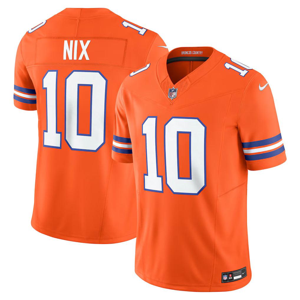 Bo Nix #10 Vapor F.U.S.E Denver Broncos Nike Limited Jersey - Orange