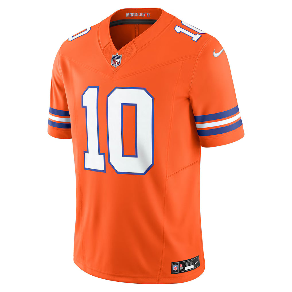 Bo Nix #10 Vapor F.U.S.E Denver Broncos Nike Limited Jersey - Orange