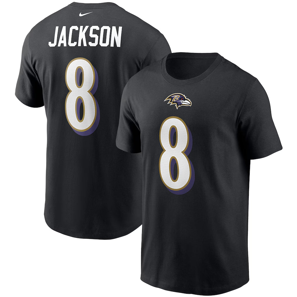 Baltimore Ravens Lamar Jackson #8 Legend Name and Number Nike T-Shirt - Black