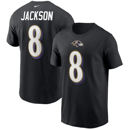 Baltimore Ravens Lamar Jackson #8 Legend Name and Number Nike T-Shirt - Black