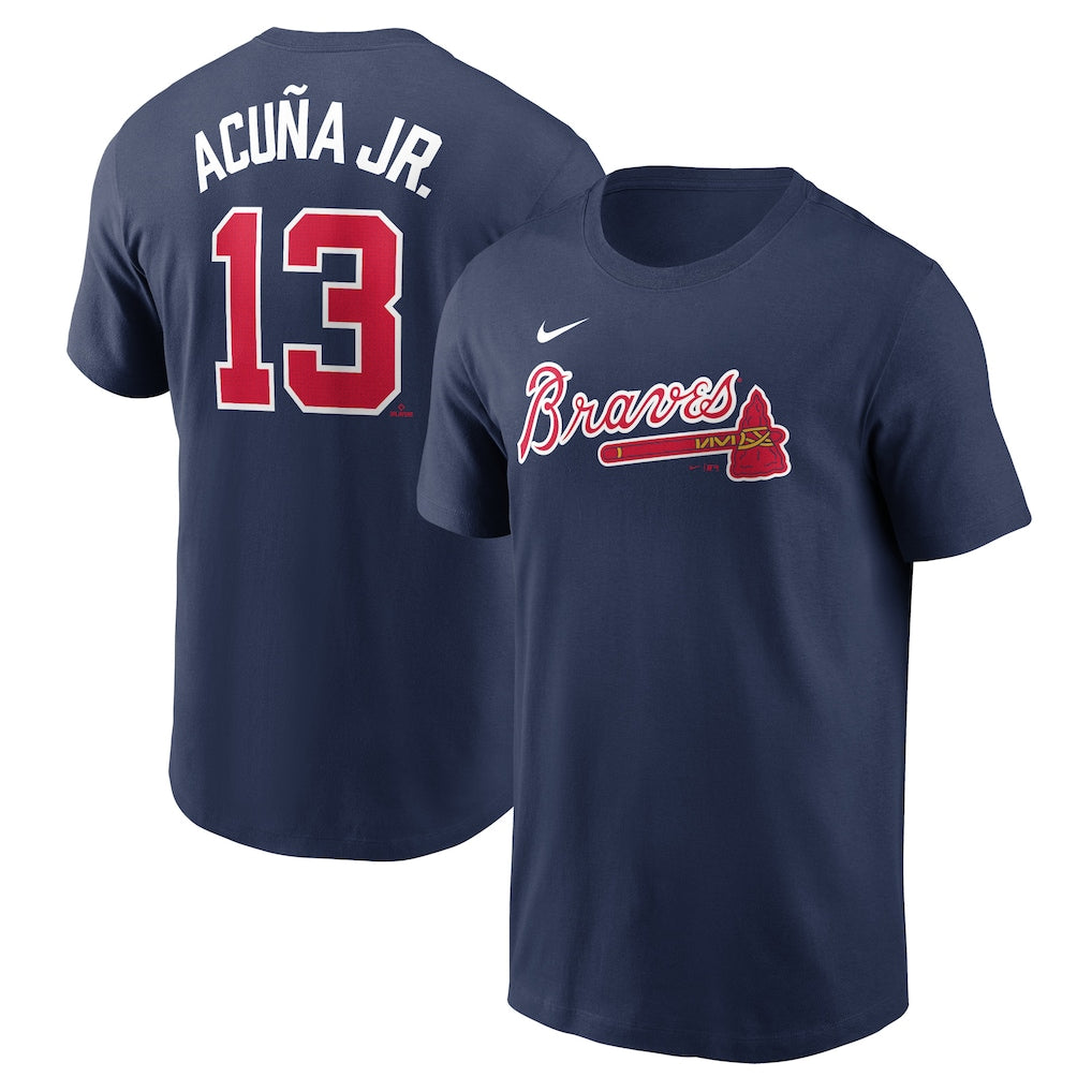 Atlanta Braves Ronald Acuña Jr. #13 Navy Fuse Name & Number T-Shirt