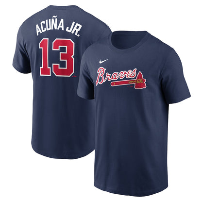 Atlanta Braves Ronald Acuña Jr. #13 Navy Fuse Name & Number T-Shirt