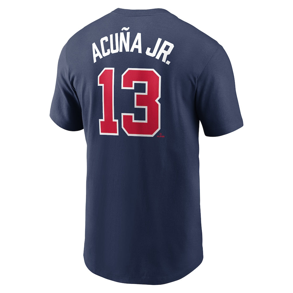 Atlanta Braves Ronald Acuña Jr. #13 Navy Fuse Name & Number T-Shirt