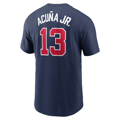 Atlanta Braves Ronald Acuña Jr. #13 Navy Fuse Name & Number T-Shirt