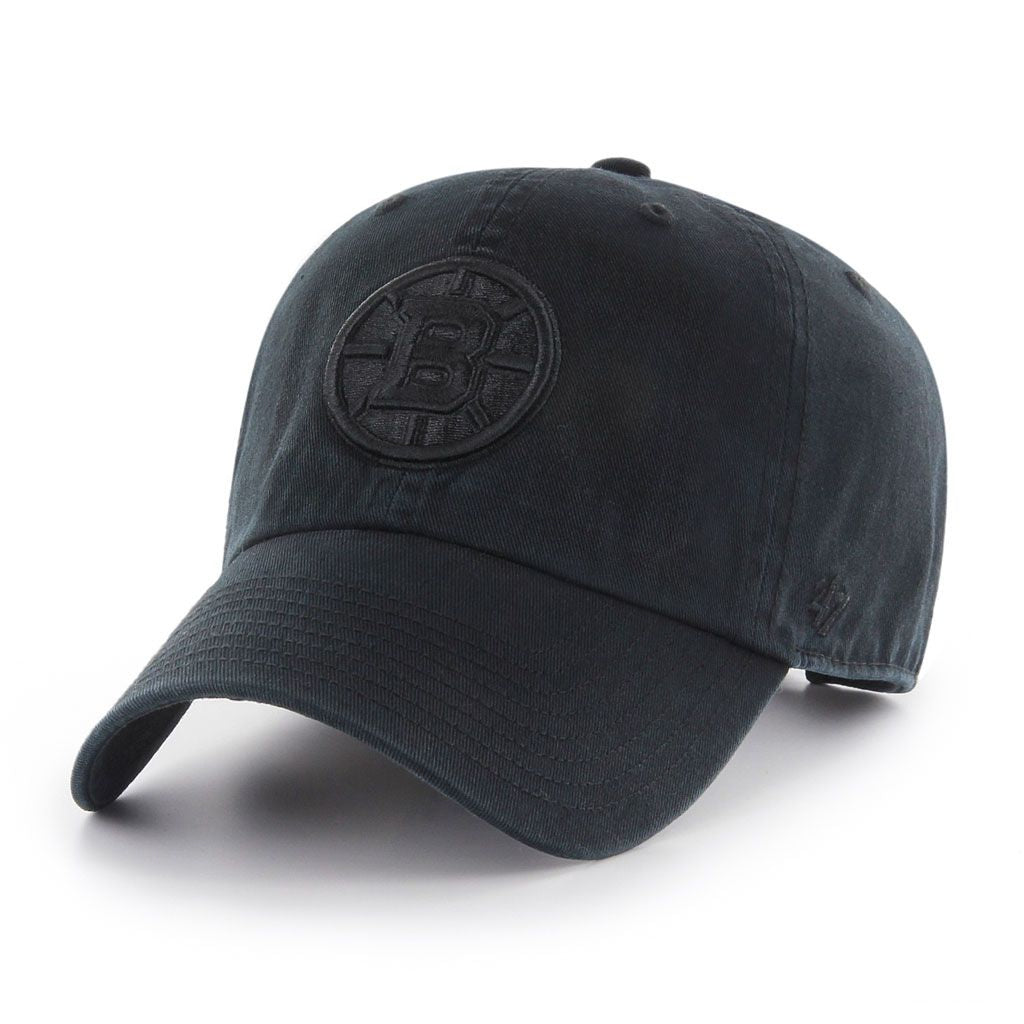 Boston Bruins All-Black Clean Up '47 Brand Adjustable Hat