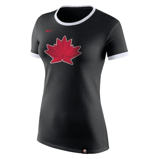 Women's Team Canada Hockey Ringer Tri-Blend T-Shirt - Black