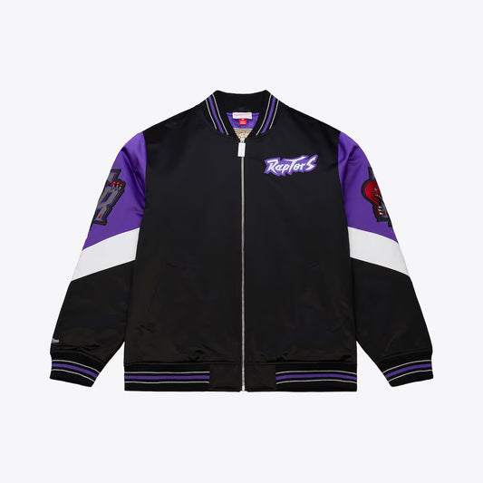 Youth Toronto Raptors Black Hardwood Classics Throwback Heavyweight Satin Full-Zip Jacket