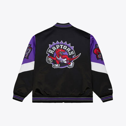 Youth Toronto Raptors Black Hardwood Classics Throwback Heavyweight Satin Full-Zip Jacket