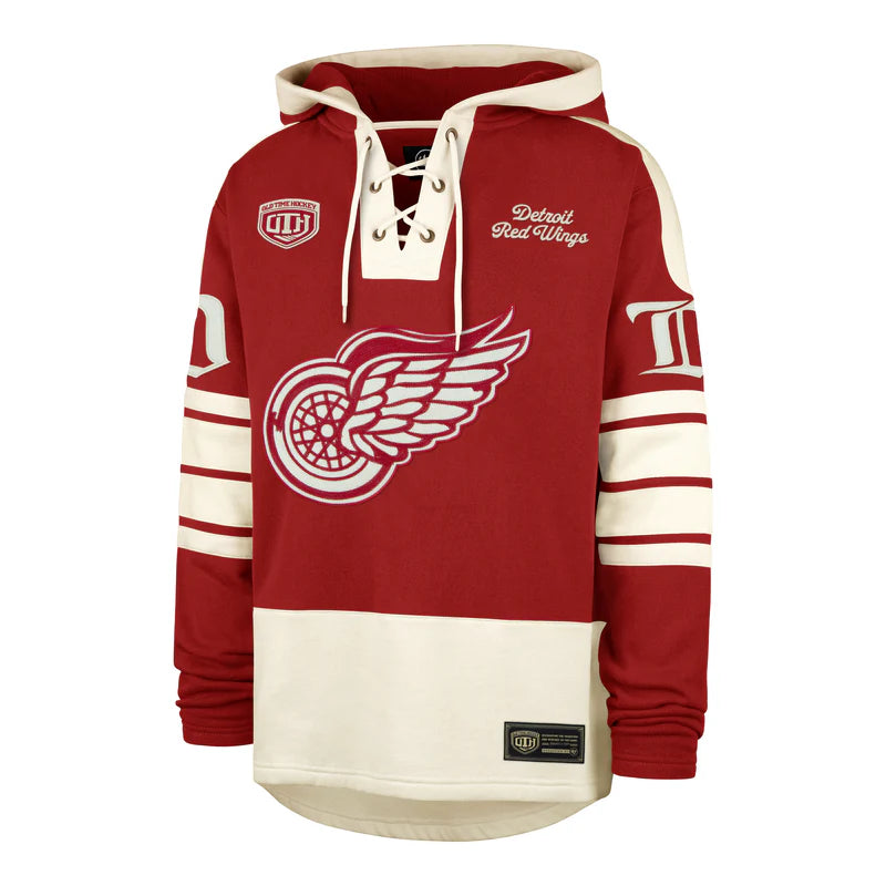 Detroit Red Wings Red Heritage Heavyweight Lacer Hoodie