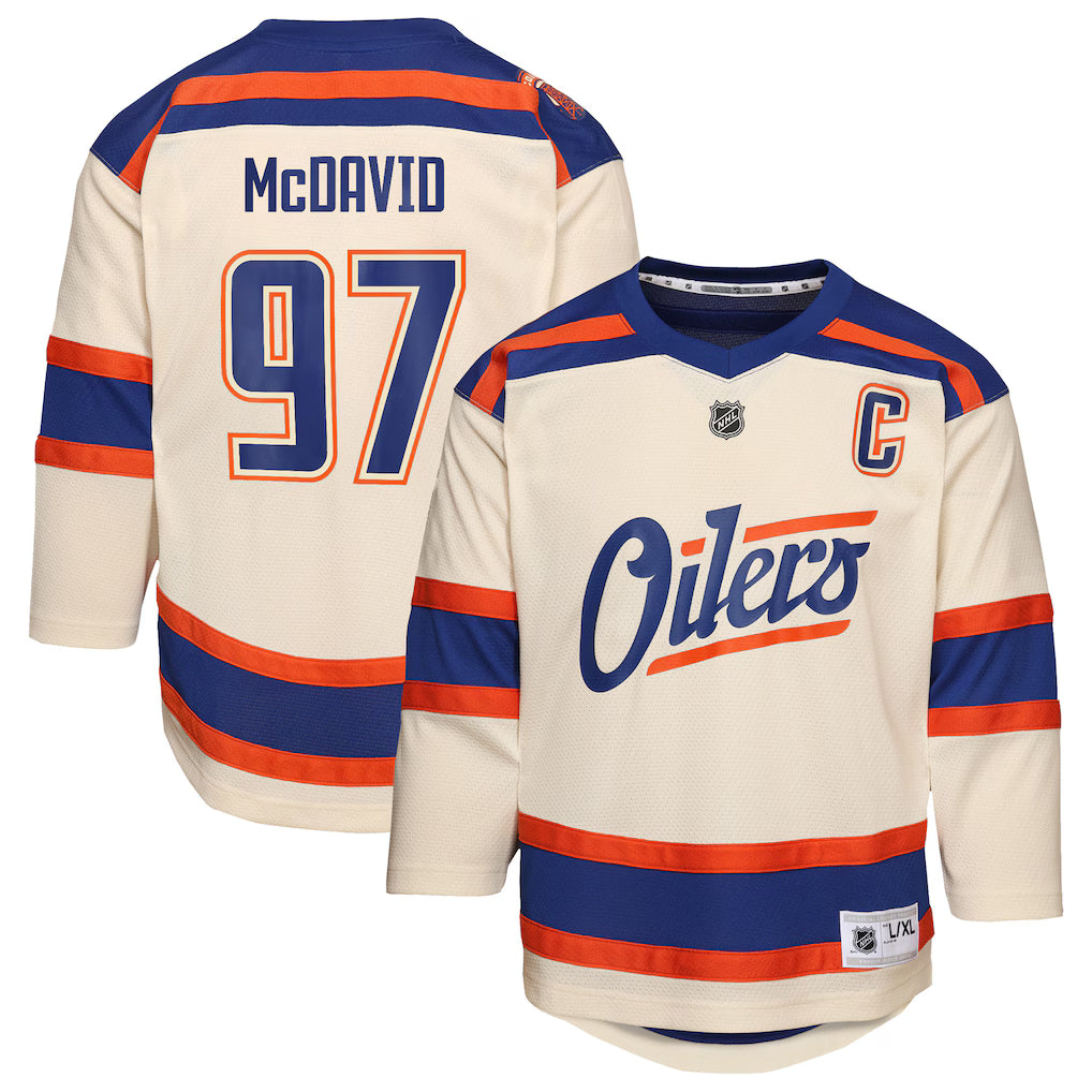Youth NHL Edmonton Oilers Connor McDavid #97 Alternate Replica Jersey 'C' - Light Beige
