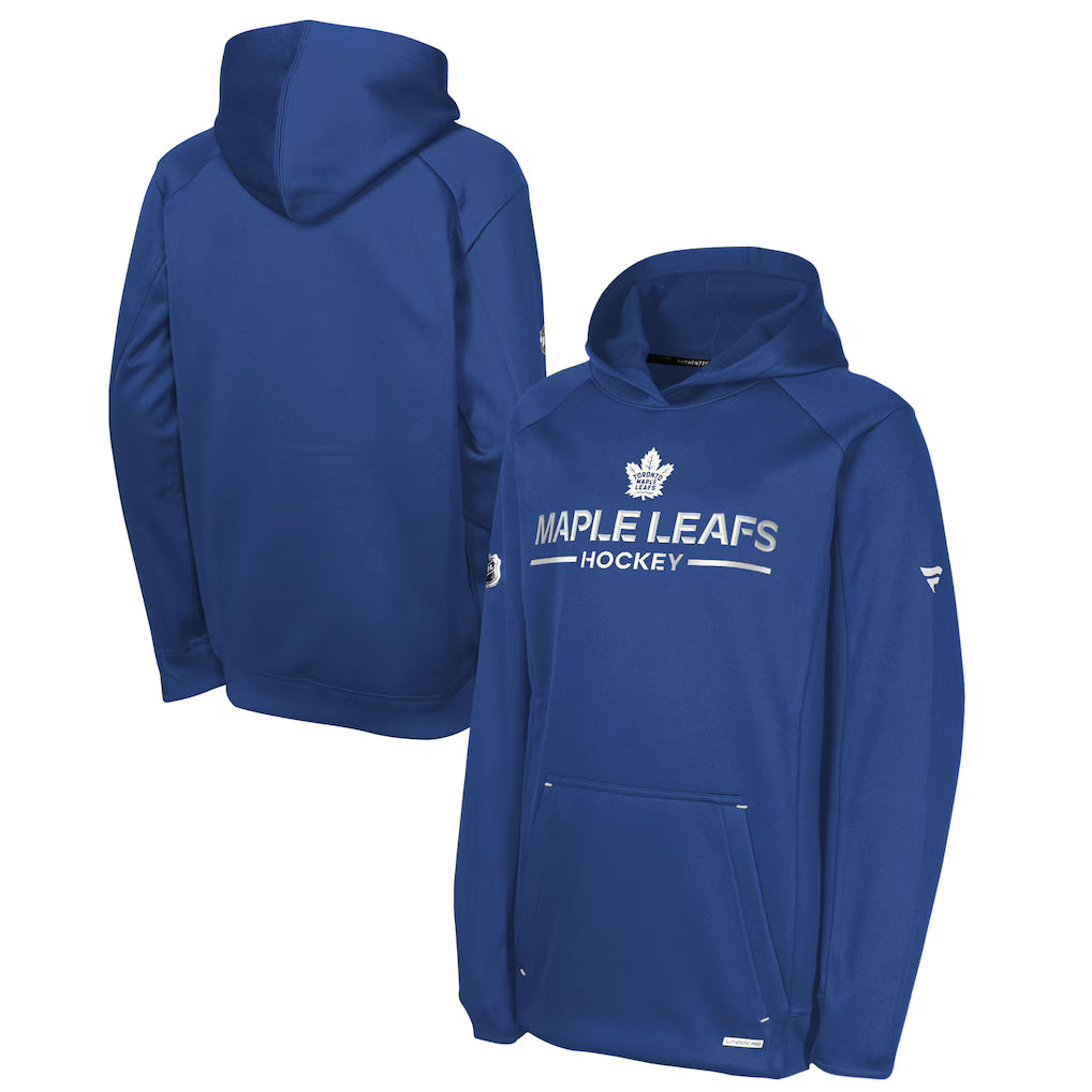 Youth Maple Leafs Fanatics 2025 Authentic Pro Rink Poly Fleece Hoodie