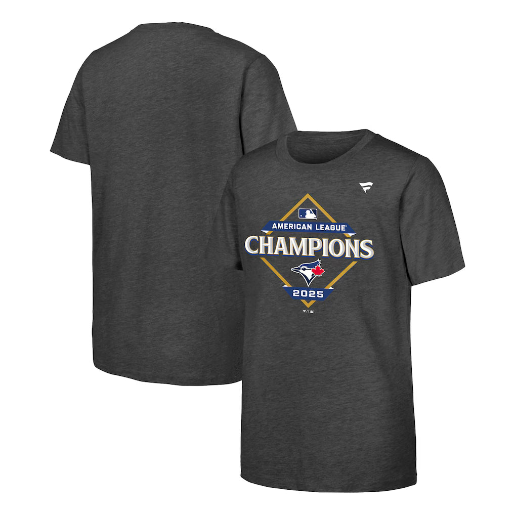 Youth Toronto Blue Jays Fanatics Heather Charcoal 2025 American League Champions Locker Room T-Shirt