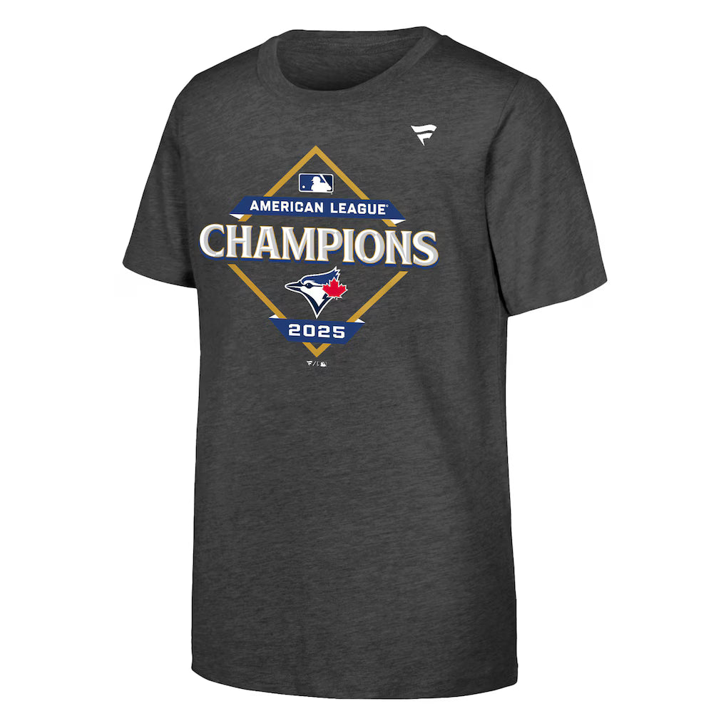 Youth Toronto Blue Jays Fanatics Heather Charcoal 2025 American League Champions Locker Room T-Shirt