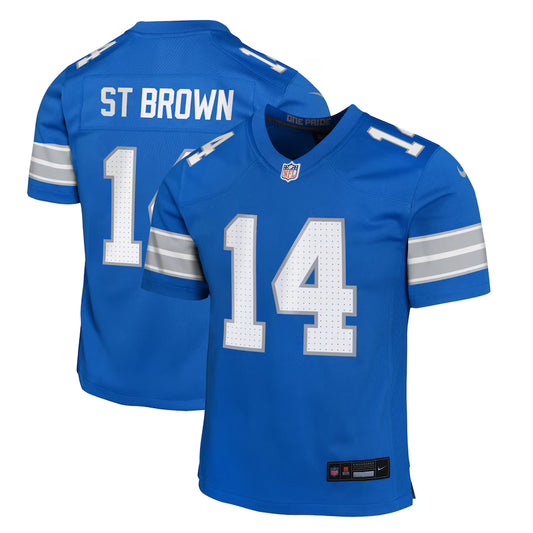 Youth Amon-Ra St. Brown #14 Detroit Lions Game Jersey - Blue