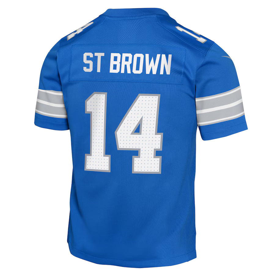 Youth Amon-Ra St. Brown #14 Detroit Lions Game Jersey - Blue