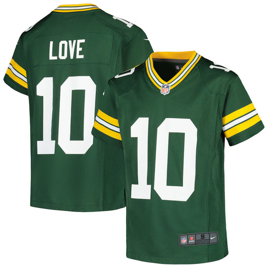 Youth Jordan Love #10 Green Bay Packers Game Jersey - Home Green