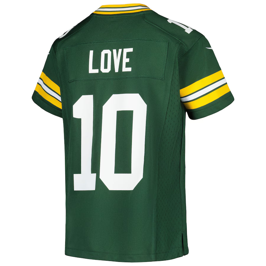 Youth Jordan Love #10 Green Bay Packers Game Jersey - Home Green