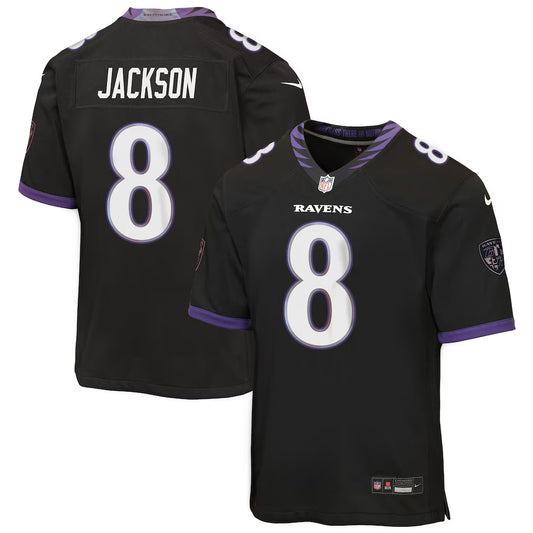 Youth Lamar Jackson #8 Baltimore Ravens Nike Alternate Game Jersey - Iridescent Black