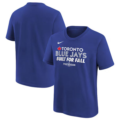 Youth Toronto Blue Jays MLB Nike 2025 Postseason Built for Fall T-Shirt - Royal Blue