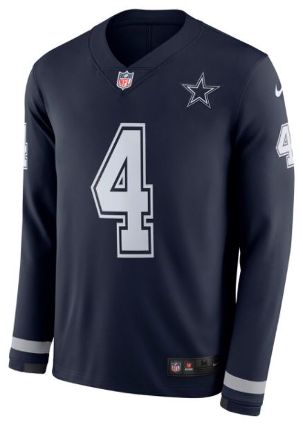 Dak Prescott Dallas Cowboys Nike Therma Long Sleeve Player Jersey - Navy - Pro League Sports Collectibles Inc.