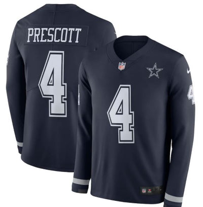 Dak Prescott Dallas Cowboys Nike Therma Long Sleeve Player Jersey - Navy - Pro League Sports Collectibles Inc.