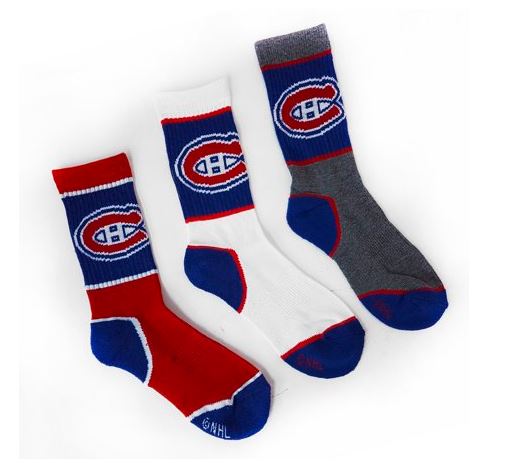 Montreal Canadiens YOUTH 3-Pack Crew Socks - Pro League Sports