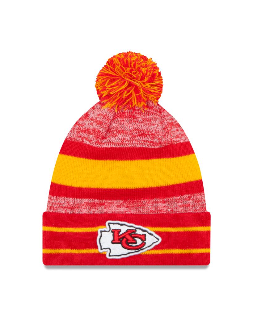 Kansas City Chiefs Primary Logo New Era Red/Yel - Cuffed Knit Hat with Pom - Pro League Sports Collectibles Inc.