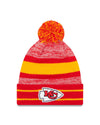 Kansas City Chiefs Primary Logo New Era Red/Yel - Cuffed Knit Hat with Pom - Pro League Sports Collectibles Inc.