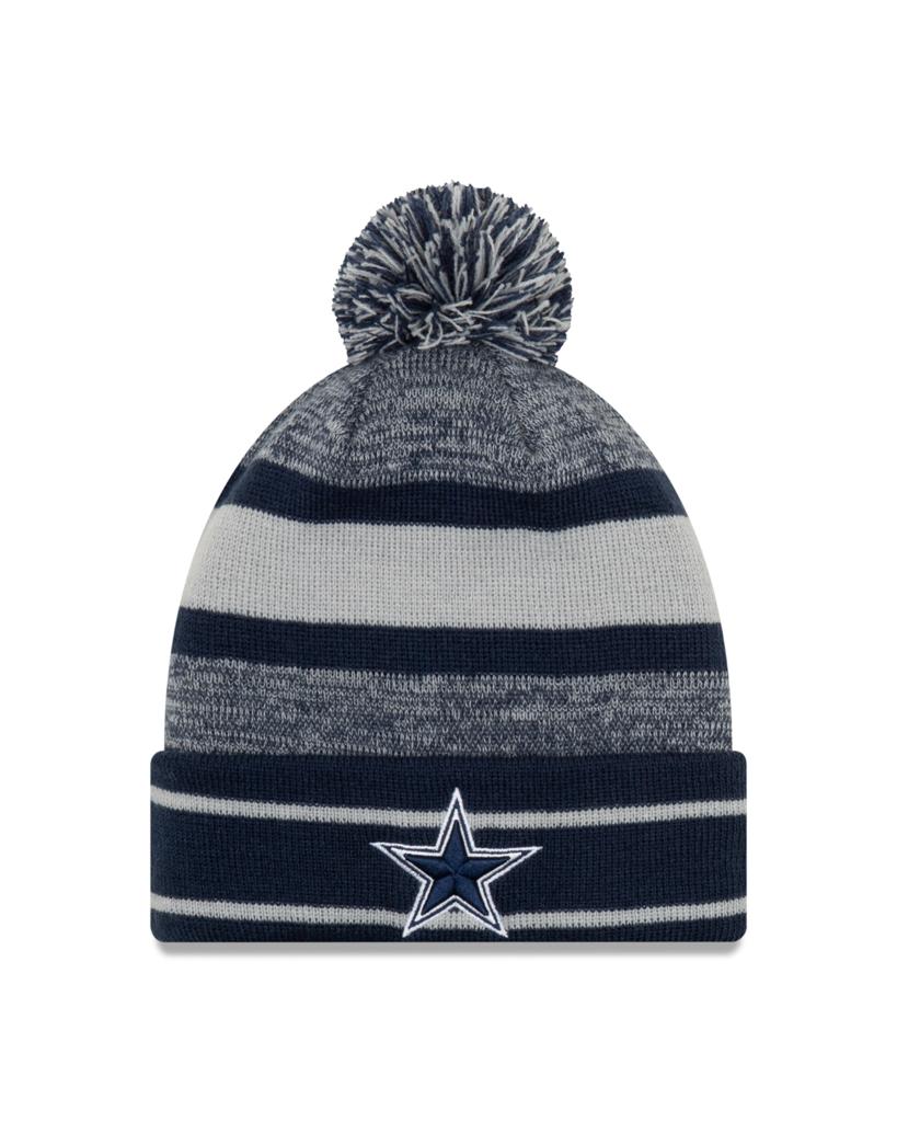 New Era Black/White Dallas Cowboys 2022 Sideline Cuffed Pom Knit Hat