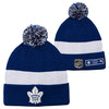 Youth Toronto Maple Leafs Fanatics Brand Authentic Pro NHL Draft 2020 Blue/White Cuffed Knit Pom Toque - Pro League Sports Collectibles Inc.