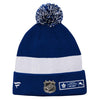 Youth Toronto Maple Leafs Fanatics Brand Authentic Pro NHL Draft 2020 Blue/White Cuffed Knit Pom Toque - Pro League Sports Collectibles Inc.