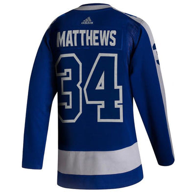 Toronto Maple Leafs Auston Matthews adidas Blue 2020/21 - Reverse Retro Player Jersey - Men's - Pro League Sports Collectibles Inc.